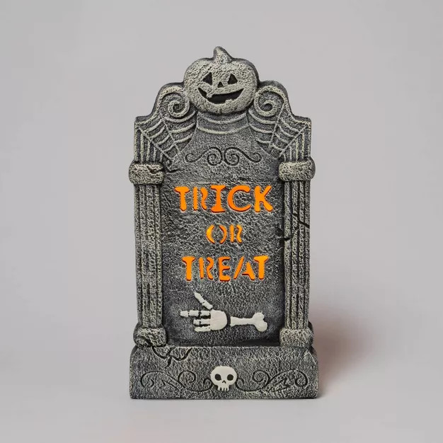 "Trick or Treat" Light Up Foam Tombstone Halloween Decorative Prop - Hyde & EEK! Bout... | Target