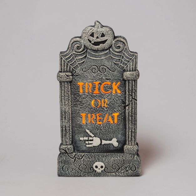 &#34;Trick or Treat&#34; Light Up Foam Tombstone Halloween Decorative Prop - Hyde &#38; EEK! Bout... | Target