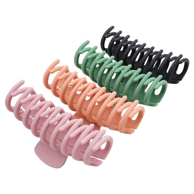 TODEROY 4PCS Large Hair Claw Clips for Woman,Non-slip Matte Banana Clips,Strong Hold jaw clip,Hai... | Amazon (US)