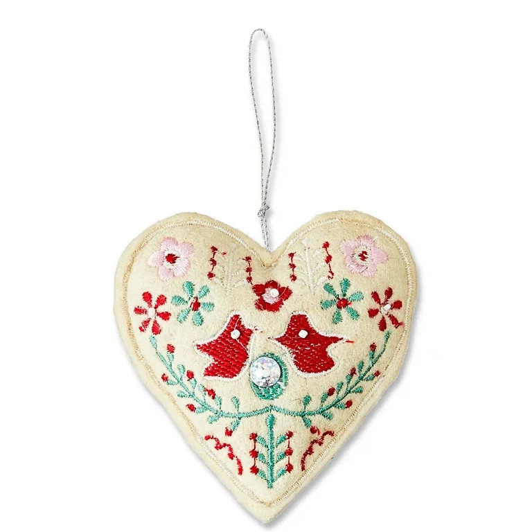 Multicolor Felt Heart Christmas Ornament, 3.875", by Holiday Time | Walmart (US)