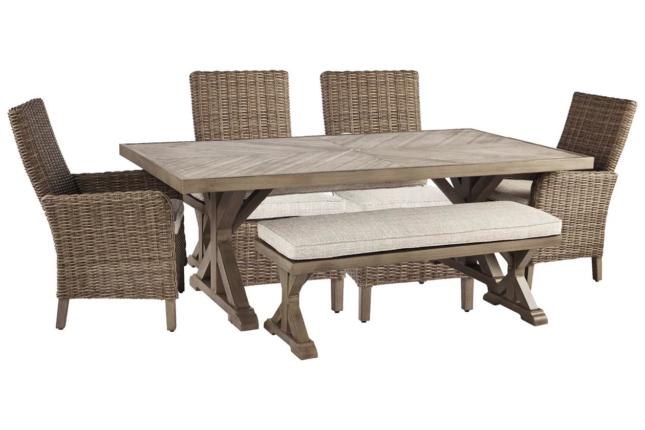 Beachcroft Outdoor Dining Table and 4 Chairs and Bench | Ashley Homestore
