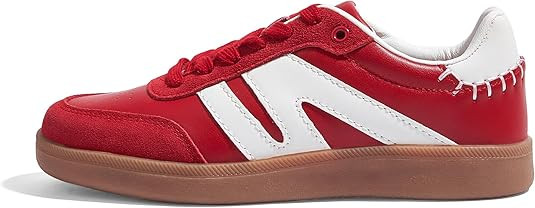 LUCKY STEP Women Classic Retro Gum Sole Fashion Sneakers Casual Tennis Skate Shoe Genuine Leather... | Amazon (US)