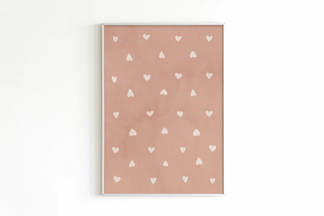 Hearts Print, Abstract Shapes Print, Mid Century Modern Printable, Nursery Printable, Terracotta ... | Etsy (US)