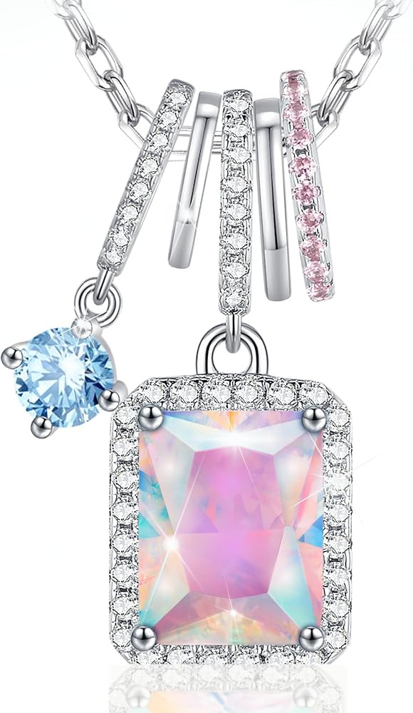 925 Sterling Silver Pendant Necklace for Women – Stunning Rainbow Aurora Borealis CZ Charm - Pe... | Amazon (US)