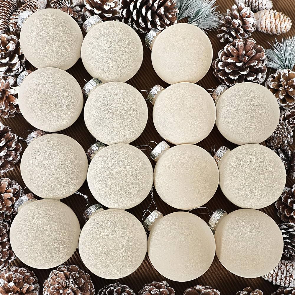 Liliful 15 Pcs Velvet Christmas Balls Bulk Flocked Christmas Tree Ball Ornaments Plastic Balls Xm... | Amazon (US)