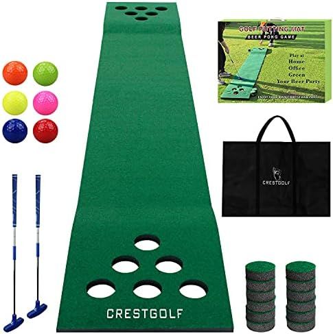 Golf Pong Mat Game Set Green Mat,Golf Putting Mat with 2 Putters, 6 Golf Balls,12 Golf Hole Covers f | Amazon (US)