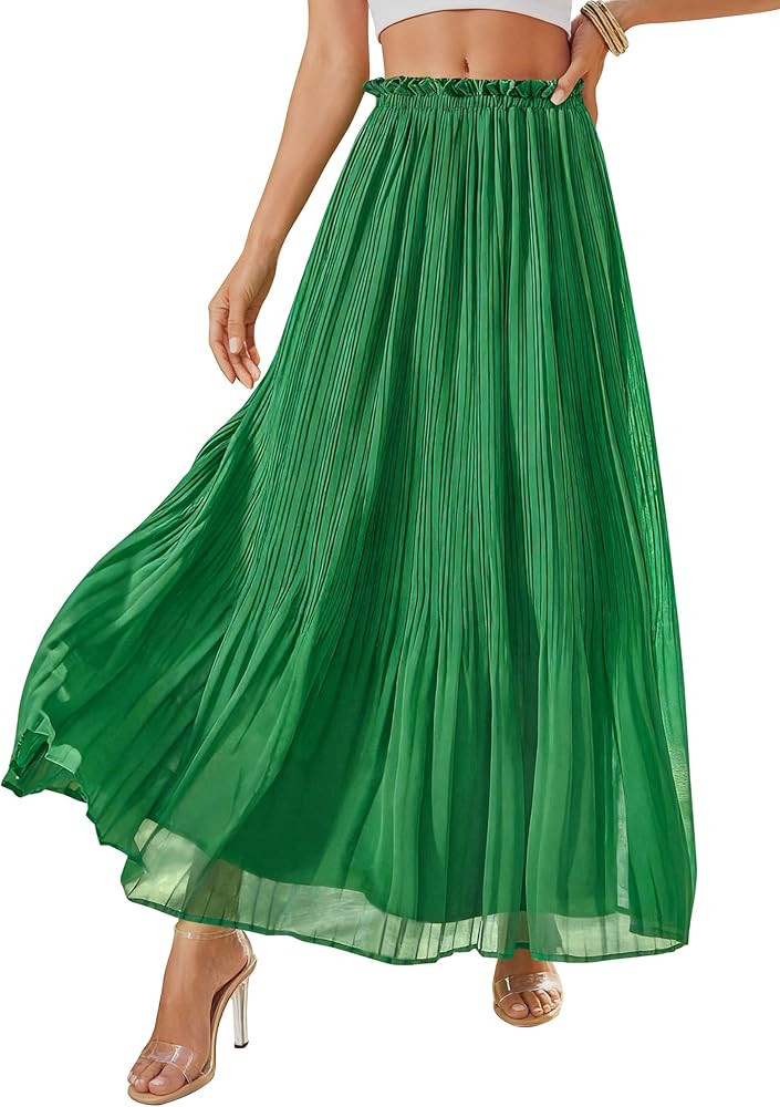 PRETTYGARDEN Long Skirts for Women Summer Vacation Outfits 2026 Spring Chiffon Elastic Waist Flow... | Amazon (US)