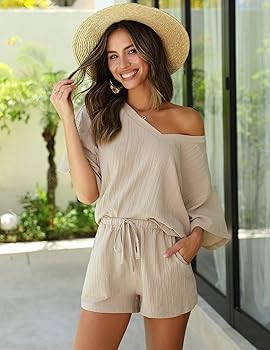 Ekouaer Women's Smocked T-shirt Pajamas Sets | Amazon (US)