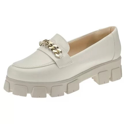 Mocassim Feminino Tratorado Oxford Plataforma Blogueira Off White | Dafiti (BR)
