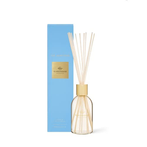 Glasshouse Fragrances The Hamptons Reed Diffuser, Home Fragrance & Perfume Scented Room Decor, Natural & Oil Free, Teak & Petitgrain, 8.5 Oz (250mL) | Amazon (US)