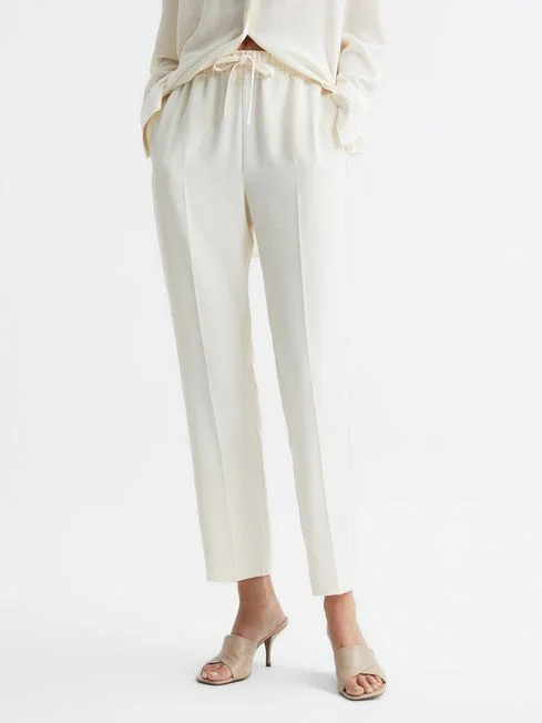 Reiss Cream Hailey Regular Pull On Trousers | Reiss (UK)