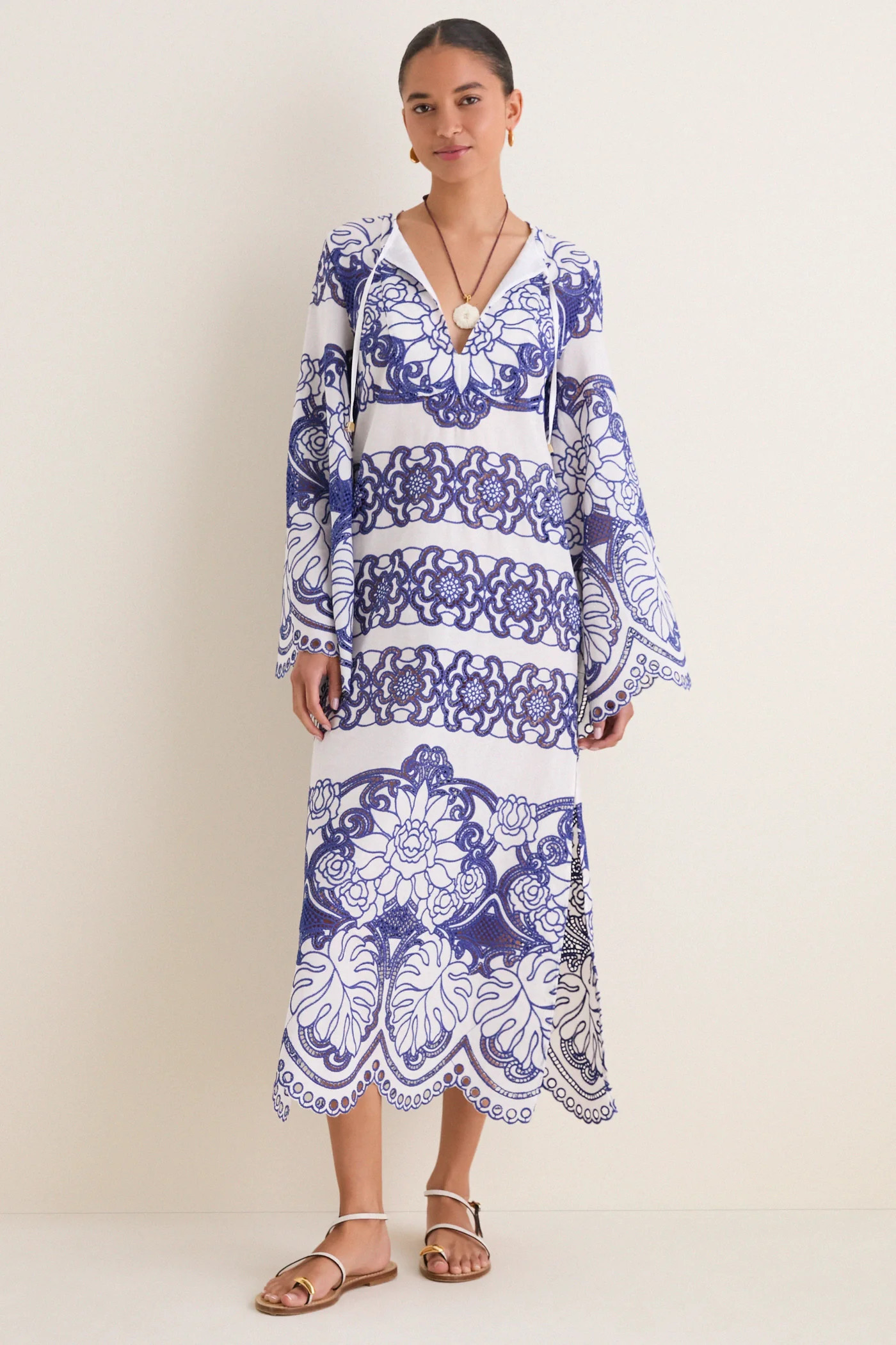 White and Blue Clea Lace Dress | Tuckernuck (US)