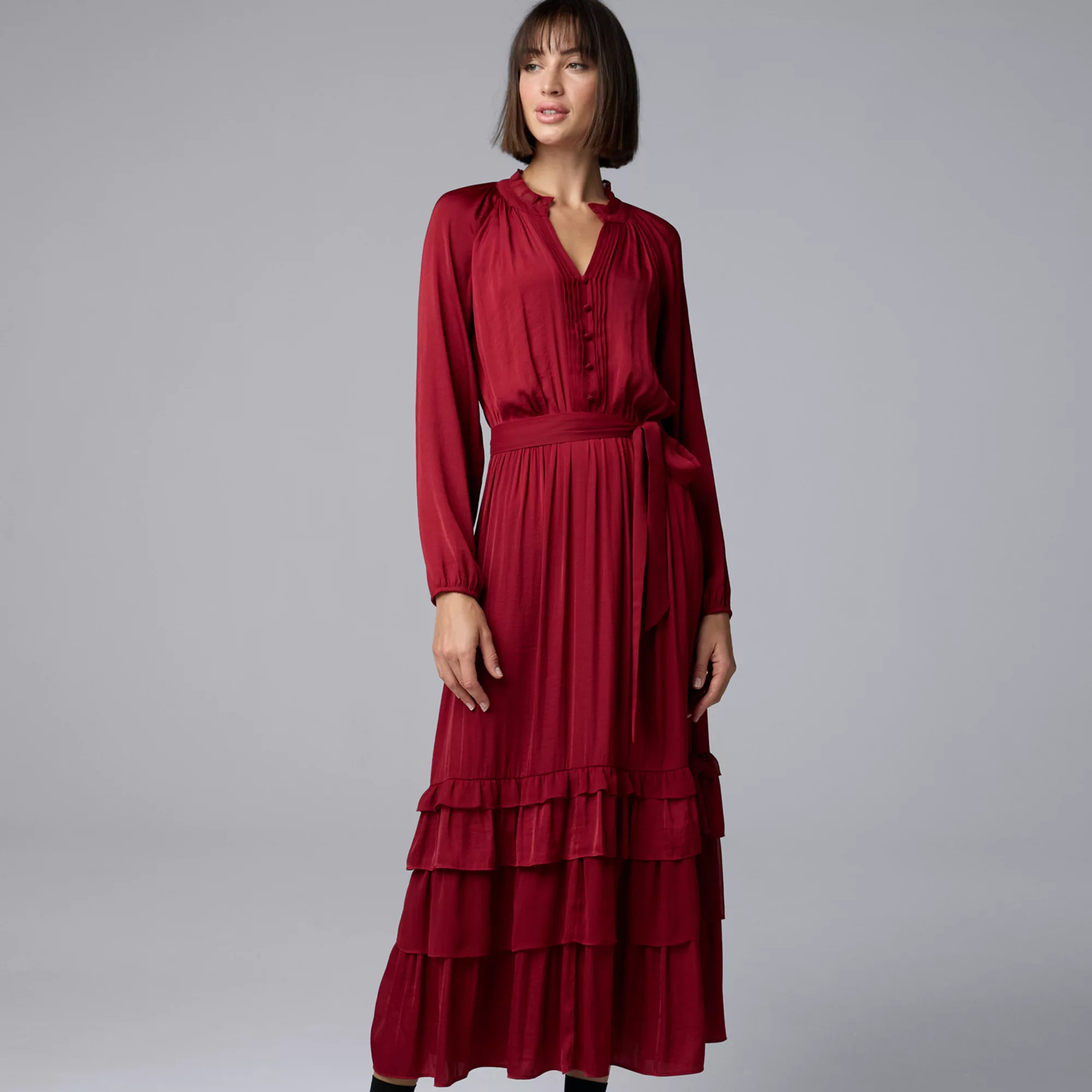 Women's Simply Vera Vera Wang Tiered Ruffle Maxi Dress | Kohl's