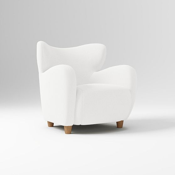 Jodi Wing Chair Poly Performance Washed Canvas White Almond | West Elm (US)