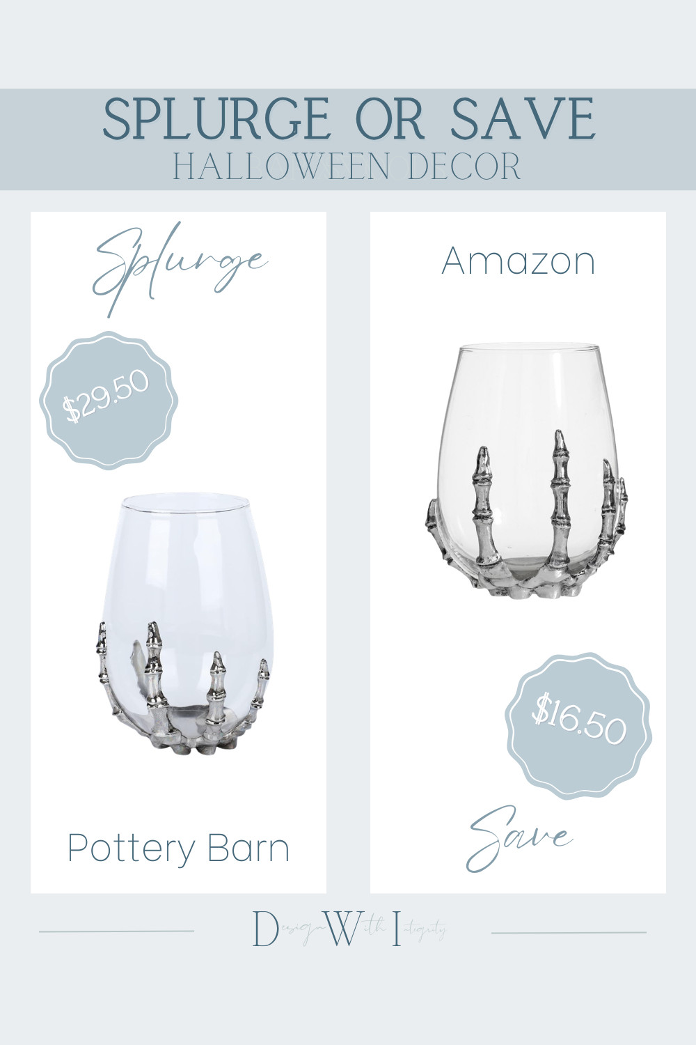 Splurge vs. Save: Skeleton Hand Halloween Glasses Edition.

If you're creating a spooky-chic Halloween tablescape, these skeleton hand stemless glasses are a fun way to add seasonal personality. The Pottery Barn version is a longtime favorite, but the Amazon alternative delivers a nearly identical gothic look with detailed skeletal hands wrapped around the glass for a fraction of the price.

Perfect for Halloween parties, haunted dinner tables, or cozy fall movie nights, both options bring just the right amount of spooky style.

Tap the link to compare both versions and choose your favorite Halloween find.

#splurgevssave #lookforless #halloweendecor #halloweentablescape #spookychic #potterybarnstyle #amazonfinds #fallentertaining #seasonaldecor #halloweenparty 

 #LTKSeasonal #LTKHome