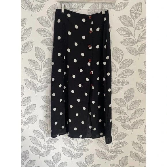 Free People Black Polka Dot Button Up Skirt, NWT, Size 2 | Poshmark