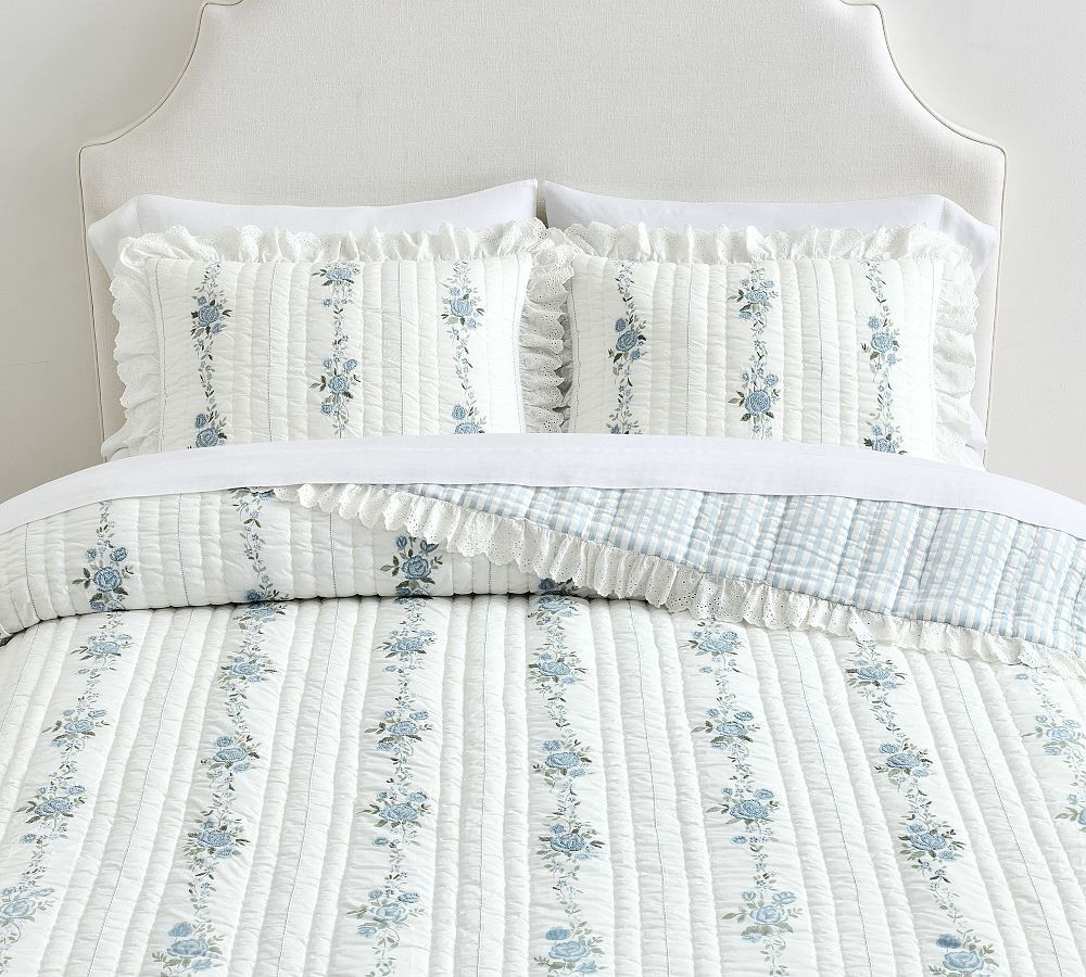 LoveShackFancy Rosette Embroidered Quilt | Pottery Barn (US)