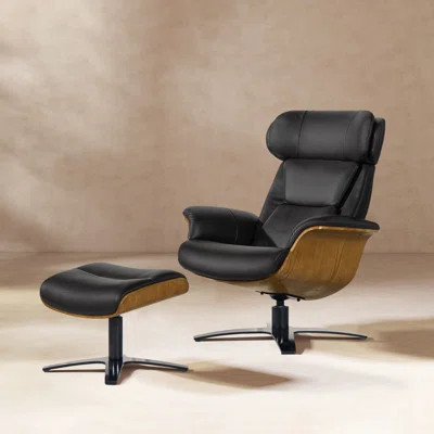 Rigo 31.5" Genuine Leather Recliner Lounge Chair & Ottoman Set | Wayfair North America