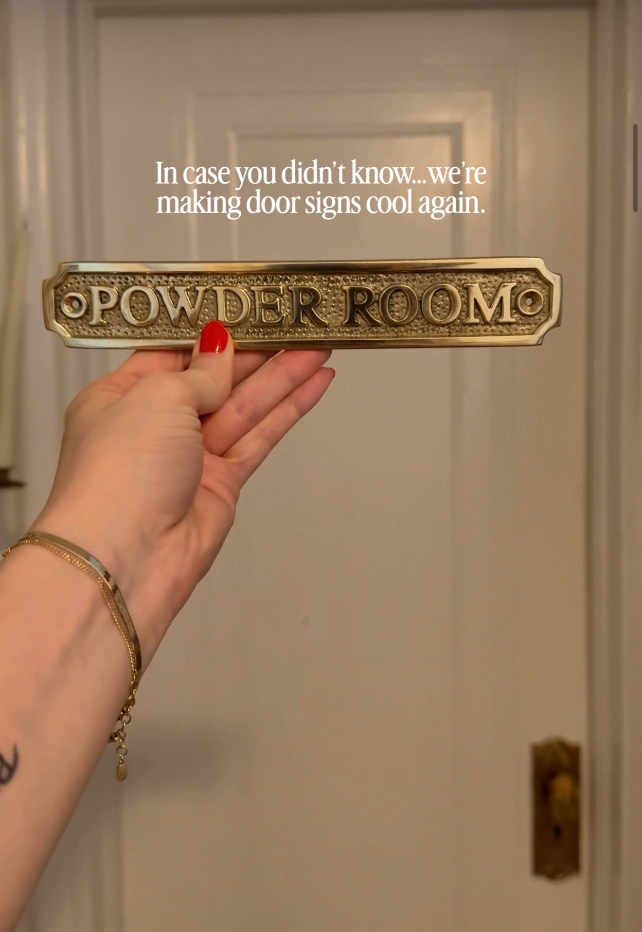 Under $30 solid brass door sign! Comes in different finishes but I have “polished brass”

#LTKHome