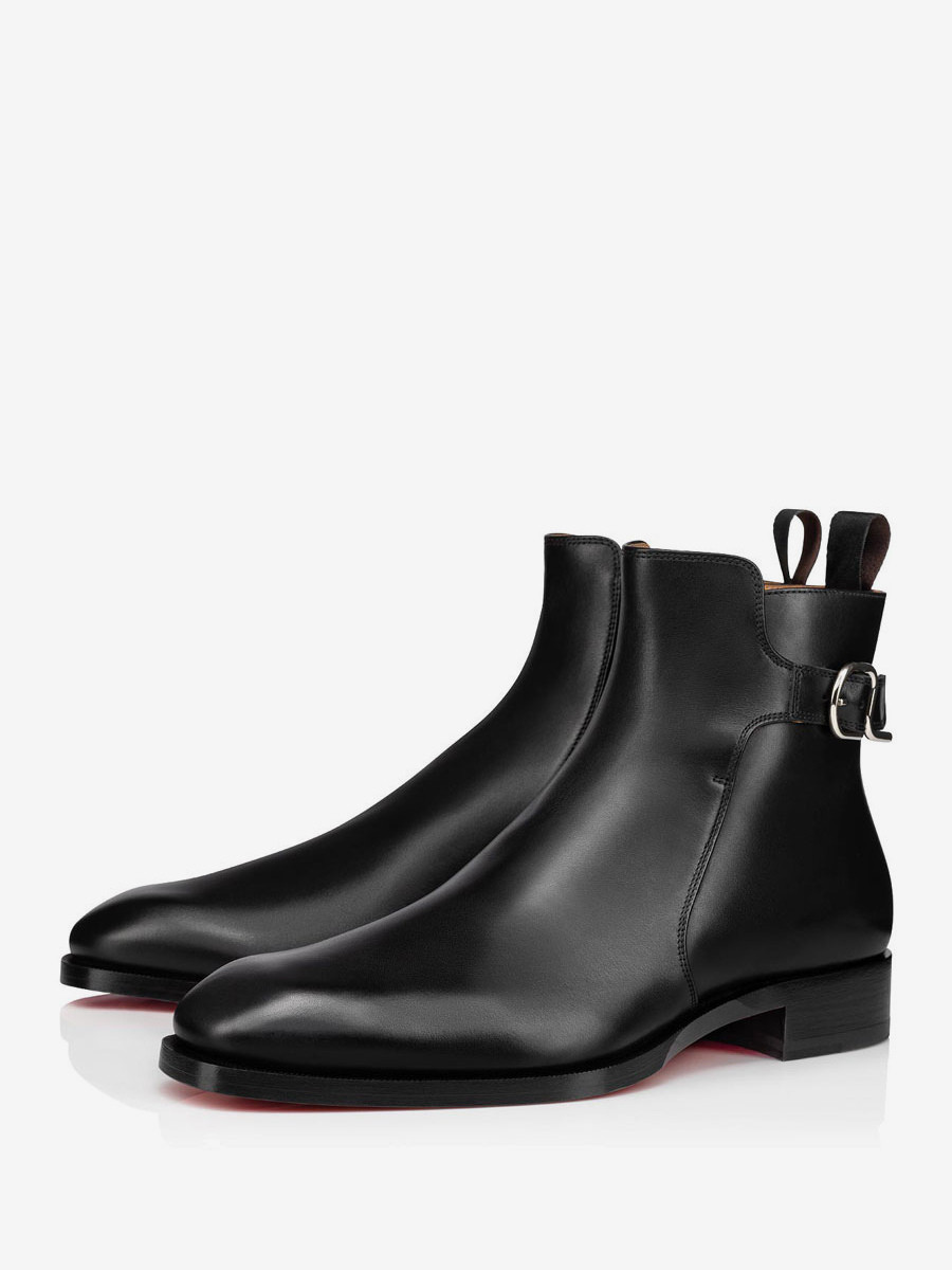 Men's Buckle Chelsea Boots Ankle Boots in Black | Milanoo