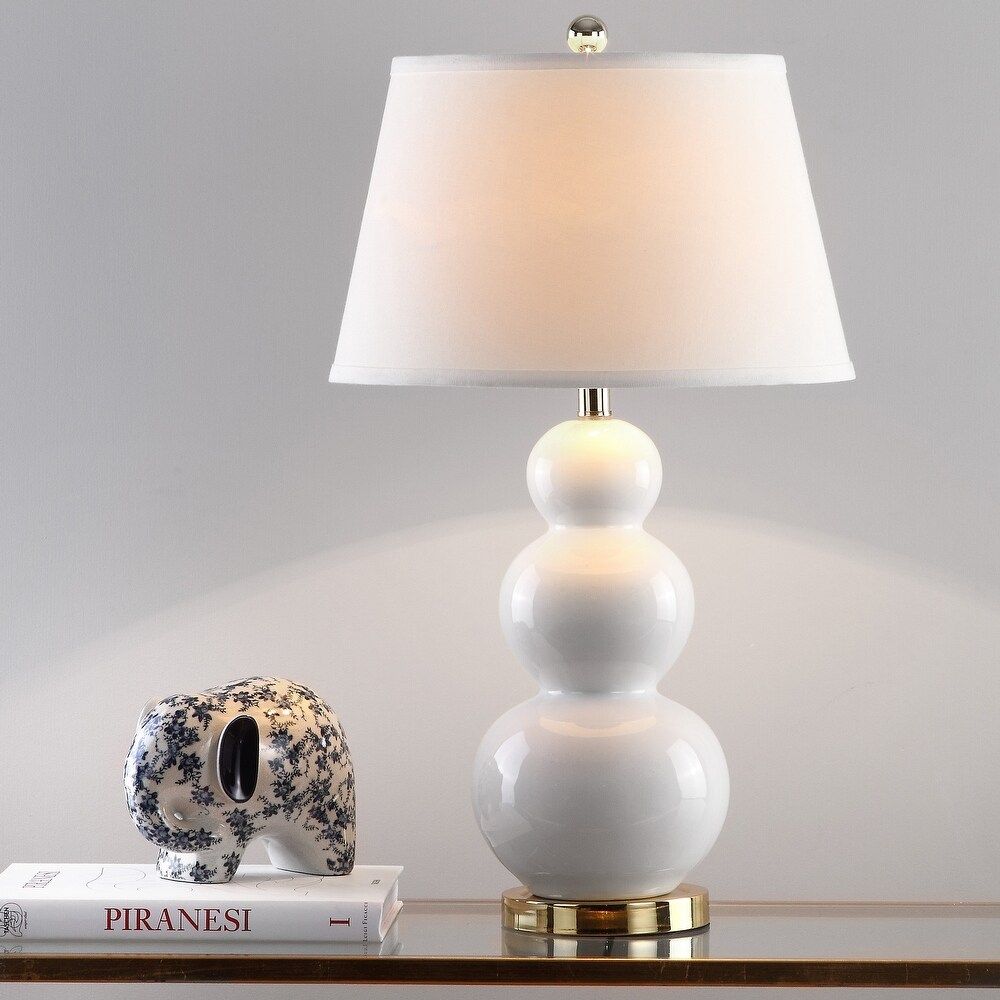 Safavieh Lighting 27-inch Amy Triple Gourd White Table Lamp (Set of 2) - 16"x16"x28" (LIT4095A-SET2) | Bed Bath & Beyond