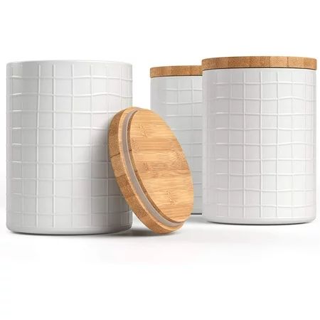 Barnyard Designs Kitchen Canisters with Bamboo Lids, Airtight Metal Canister Set, Coffee, Sugar, Tea | Walmart (US)