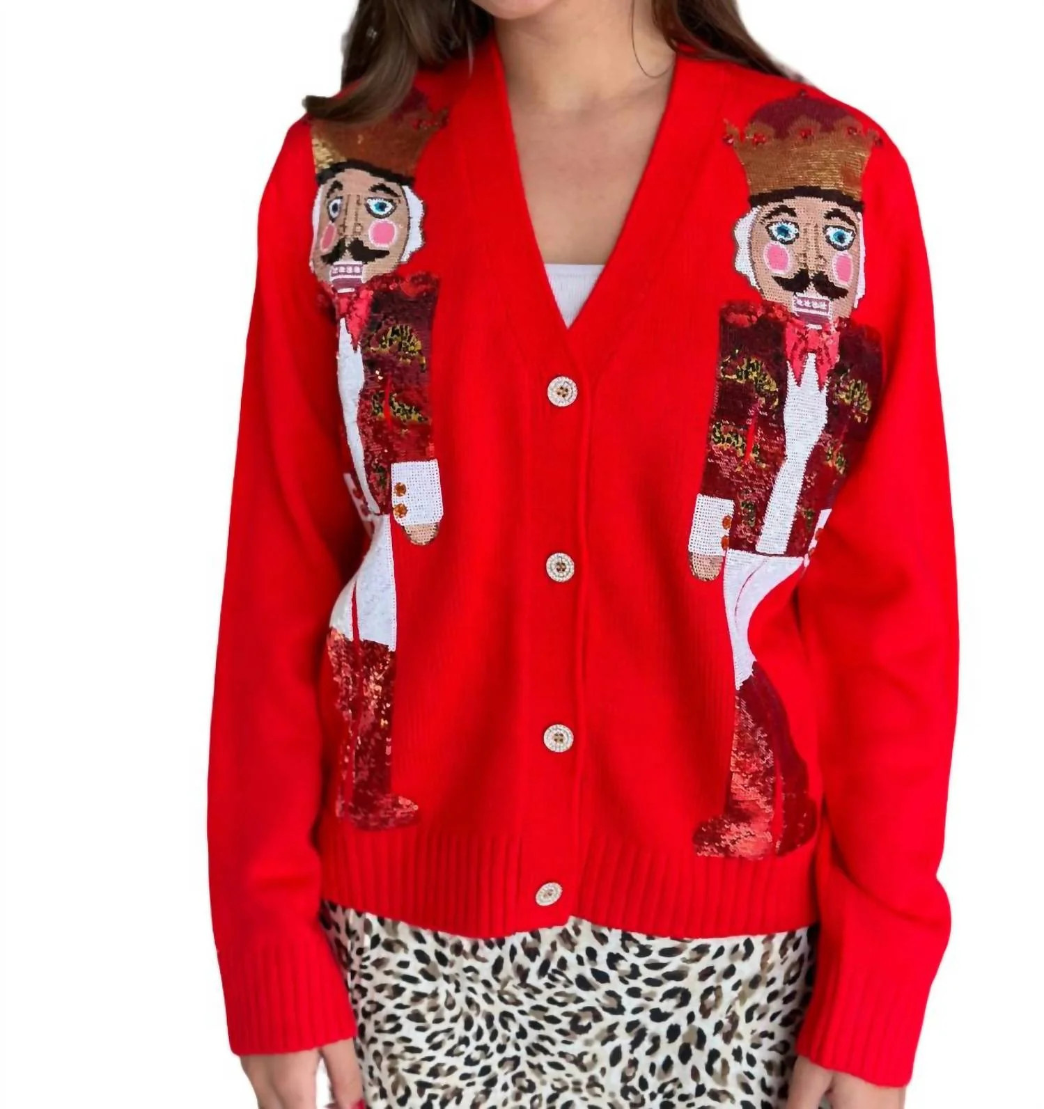 Nutcracker Cardigan In Red | Shop Simon