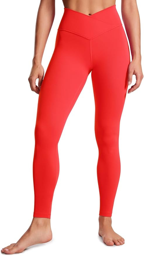 CRZ YOGA Womens Butterluxe Cross Waist Workout Leggings 28" - V Crossover High Waisted Gym Athlet... | Amazon (US)