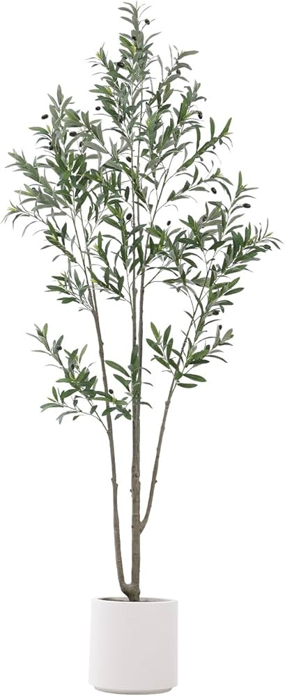 Olive Tree, 6 ft Indoor Tall faux Tree, with White Flowerpot，Large Green Oliver Trees, Realisti... | Amazon (US)