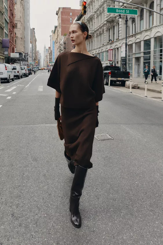 KNIT JUMPER WITH LAPEL COLLAR | Zara UK