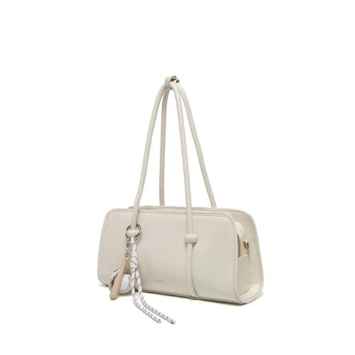 RTPRTP White Purse for Women, Small Faux Leather Top Handle Satchel Handbag with Detachable Crossbody Strap, Vintage Shoulder Bag | Amazon (US)