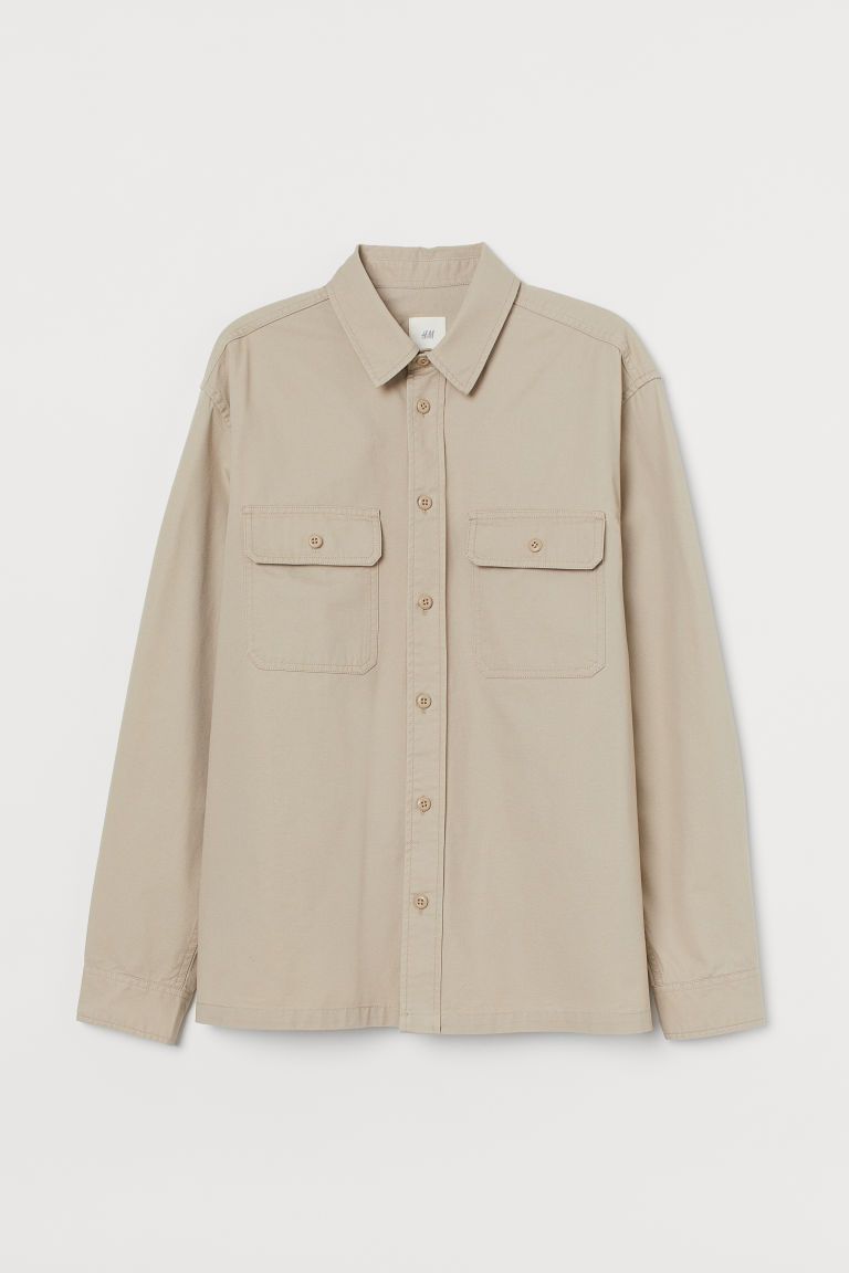 H & M - Cotton Twill Shirt - Beige | H&M (US + CA)