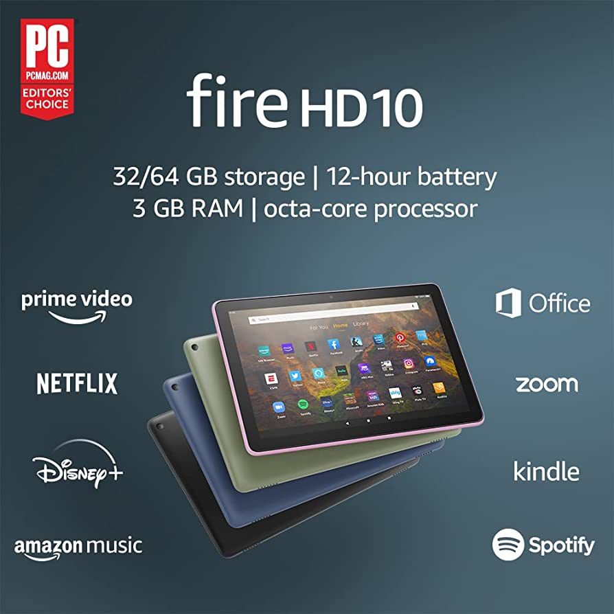 Amazon Fire HD 10 tablet, 10.1", 1080p Full HD, 32 GB, latest model (2021 release), Black | Amazon (US)
