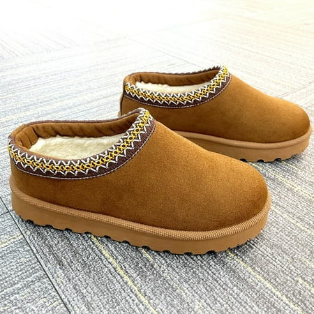 Women Winter Slip On Warm Faux Fur Lined Suede Snow Boots Run 1 Size Small | Walmart (US)