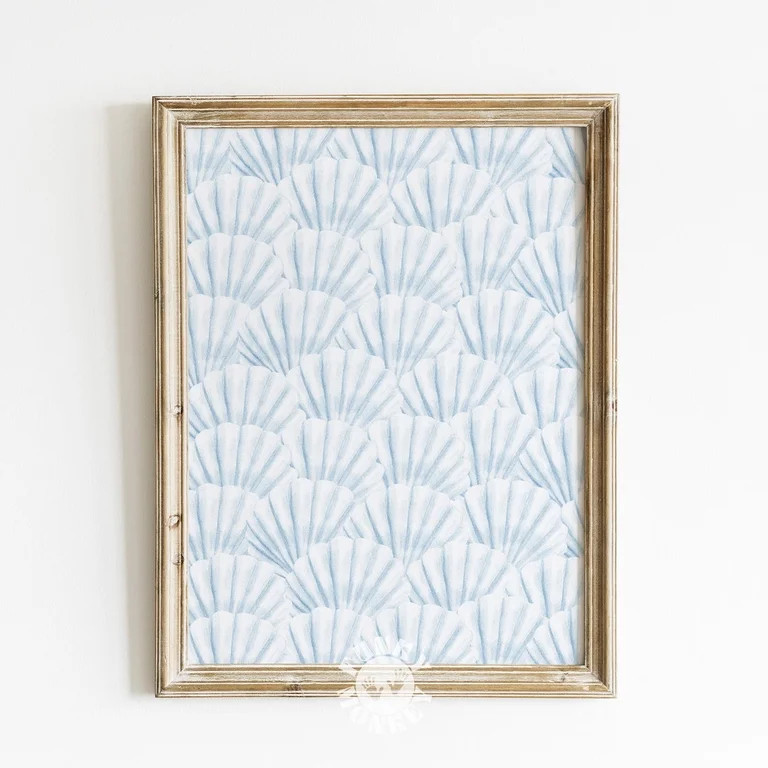 Pastel Seashells Blue Coastal Cowgirl Wall Art, Unframed Canvas Size 8x12 | Walmart (US)