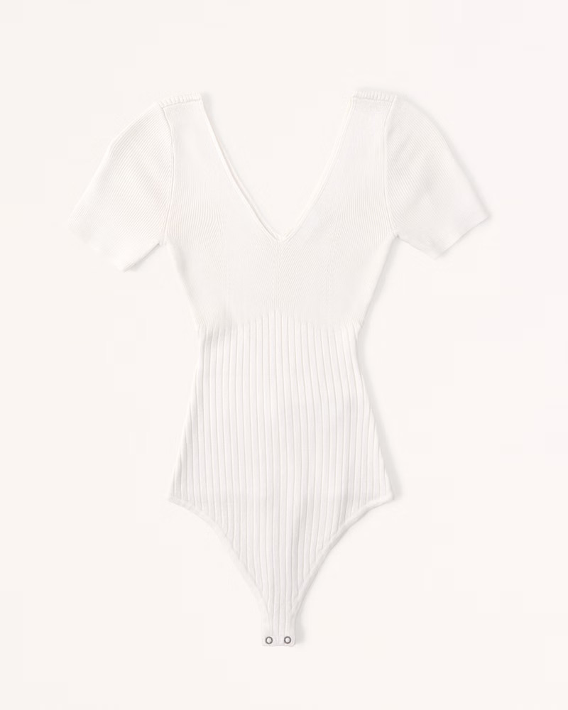 Short-Sleeve V-Neck Sweater Bodysuit | Abercrombie & Fitch (US)