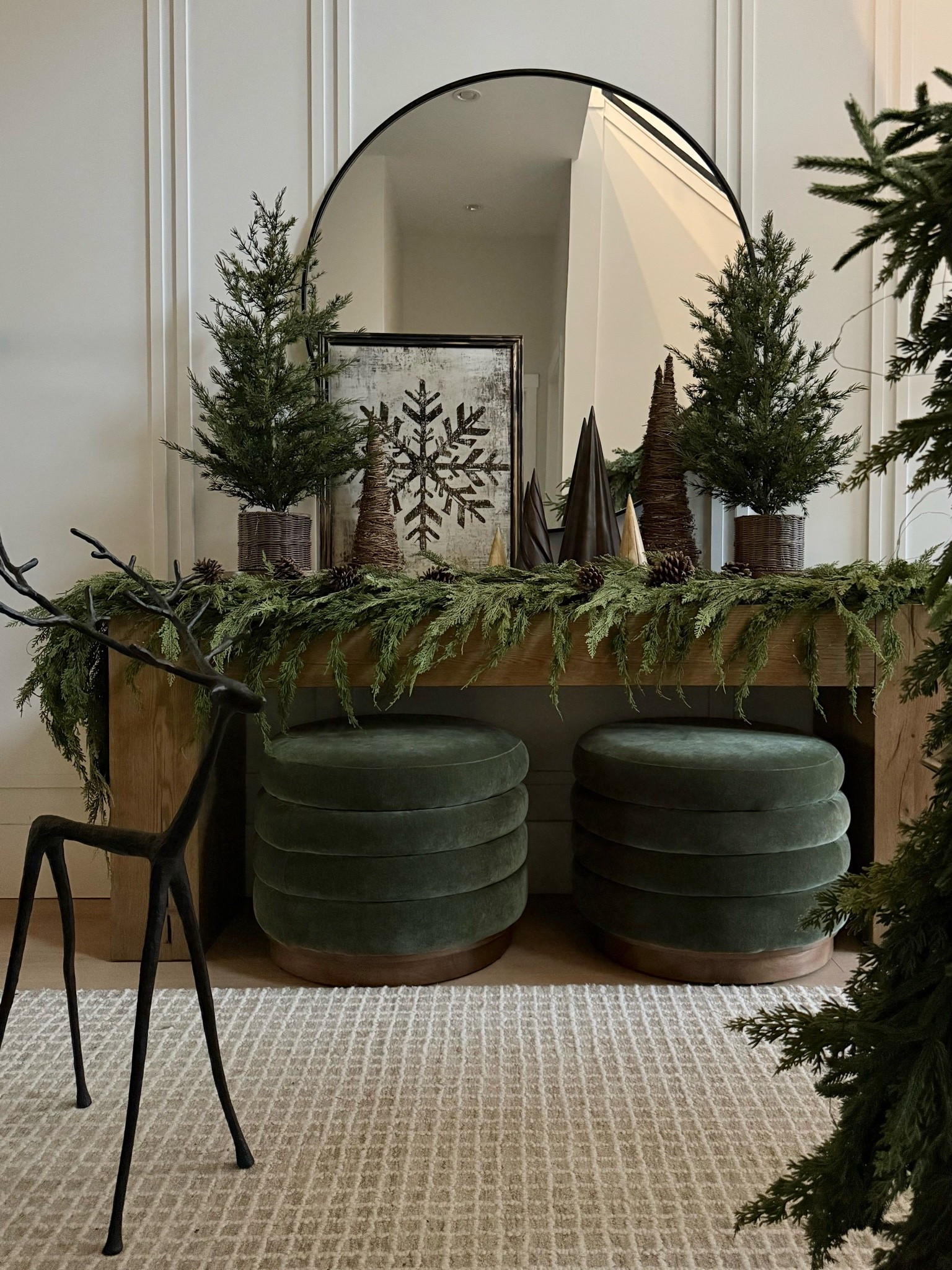 Organic holiday inspiration. 
Love the oversized reindeer!