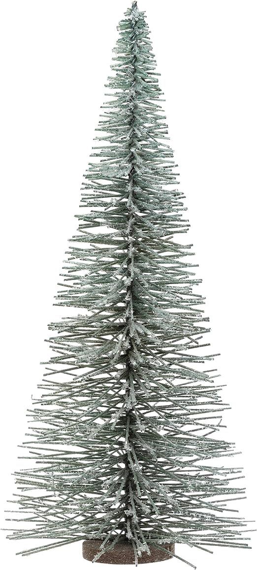 Creative Co-Op 11" Round x 27-1/2"H Bottle Brush Tree w/Snow Finish & Wood Base, Green Figures an... | Amazon (US)