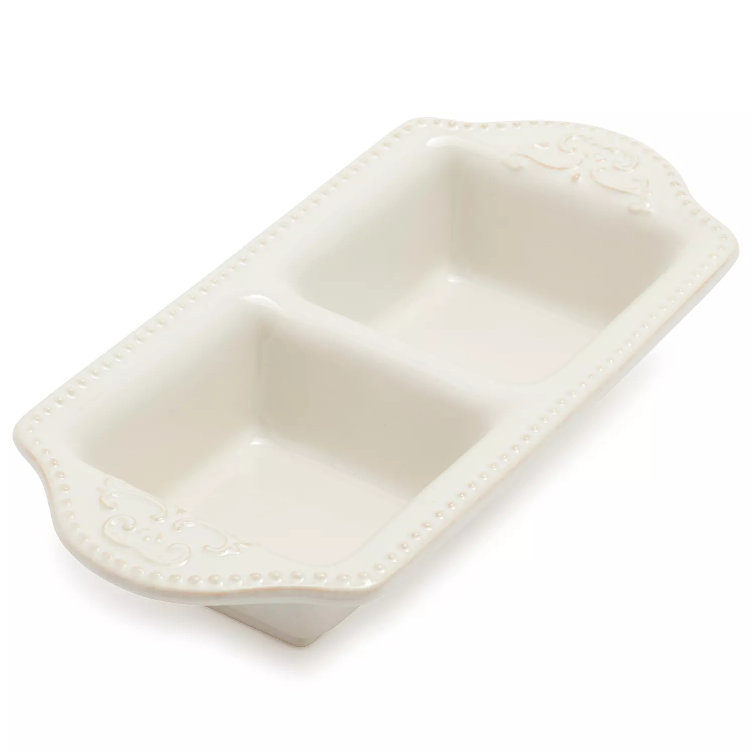 Sur La Table Pearl Stoneware Two-Section Dish | Sur La Table