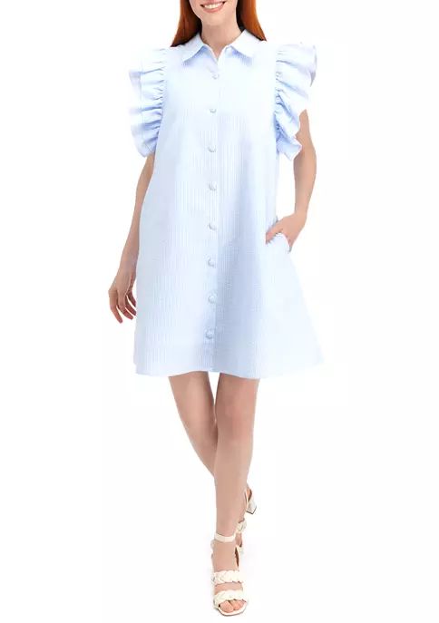 Women's Short Ruffle Sleeve Seersucker Dress | Belk