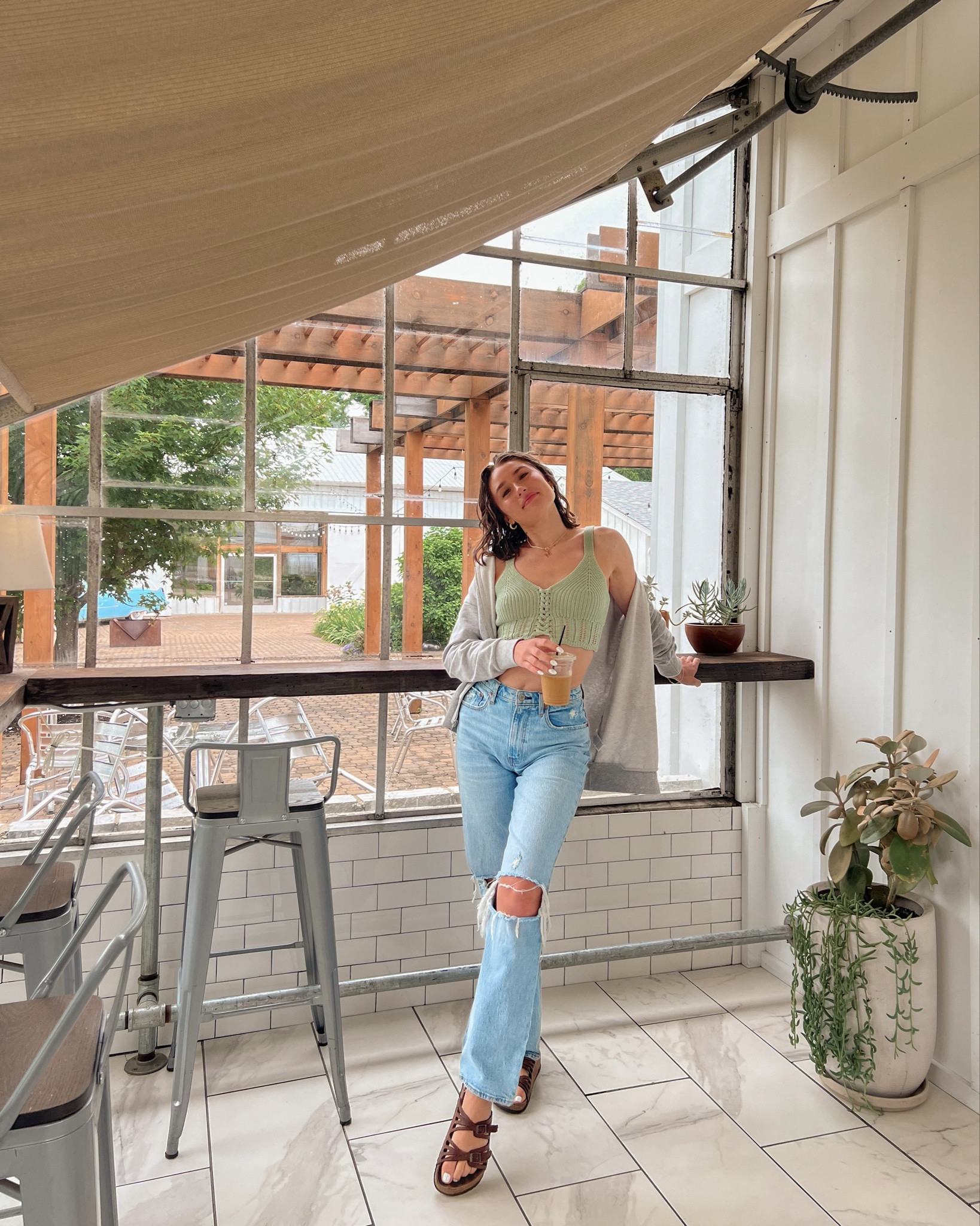 summer coffee shop outfit ☕️ 

•Abercrombie curve love high rise 90s relaxed jean size 26 regular in medium destroy 

•Time and Tru Women's Hoodie with Pockets size L in medium gray heather for an oversized look

•dainty gold and pearl initial necklace

•Birkenstock Granada soft footbed in habana#LTKCyberWeek 

#LTKstyletip #LTKfindsunder50 #LTKSpringSale
