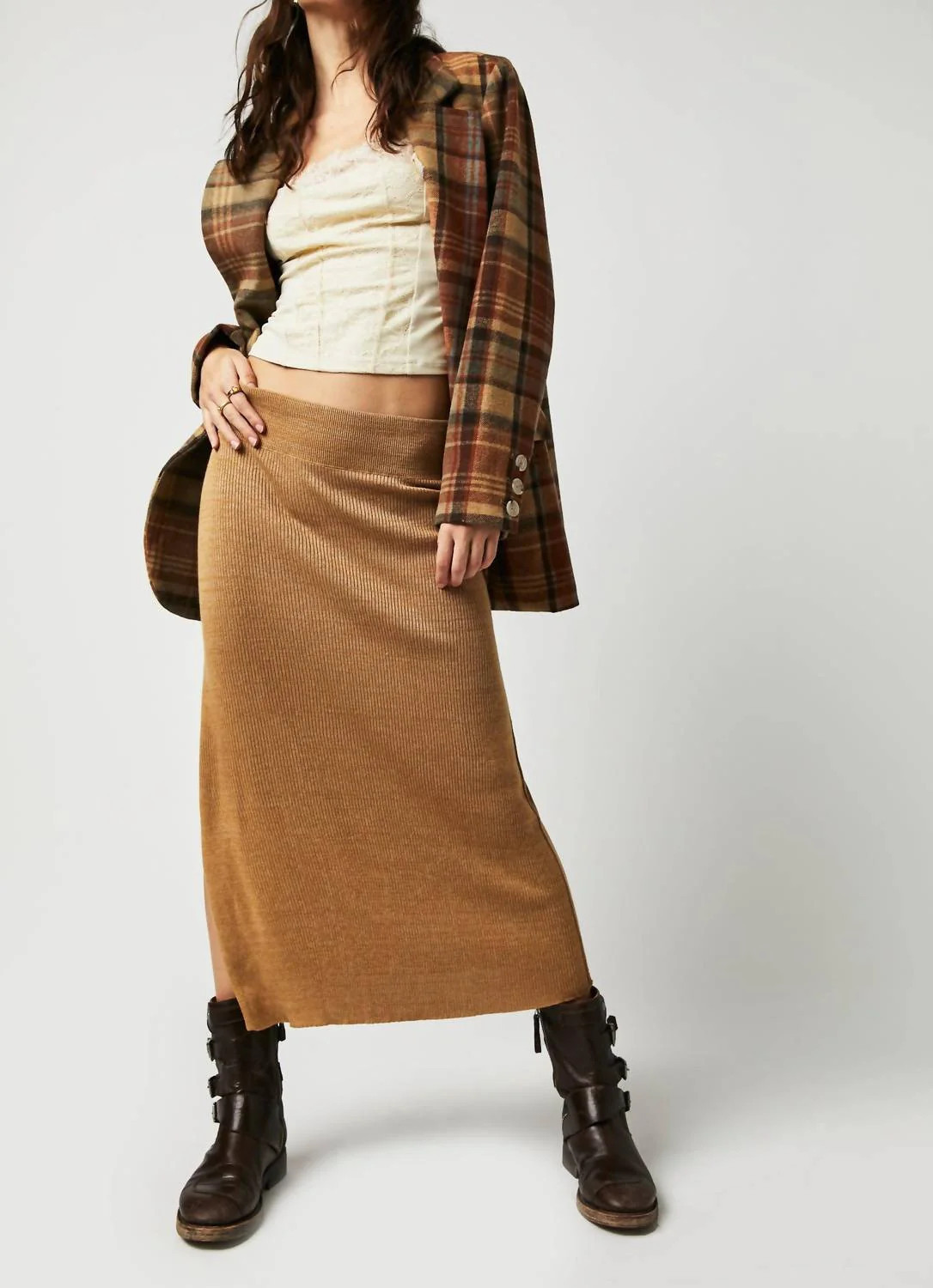 Golden Hour Midi Skirt In Tan | Shop Simon