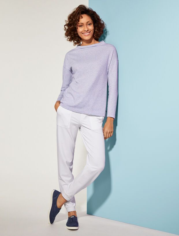 Mélange Fleece Mockneck Top | Talbots