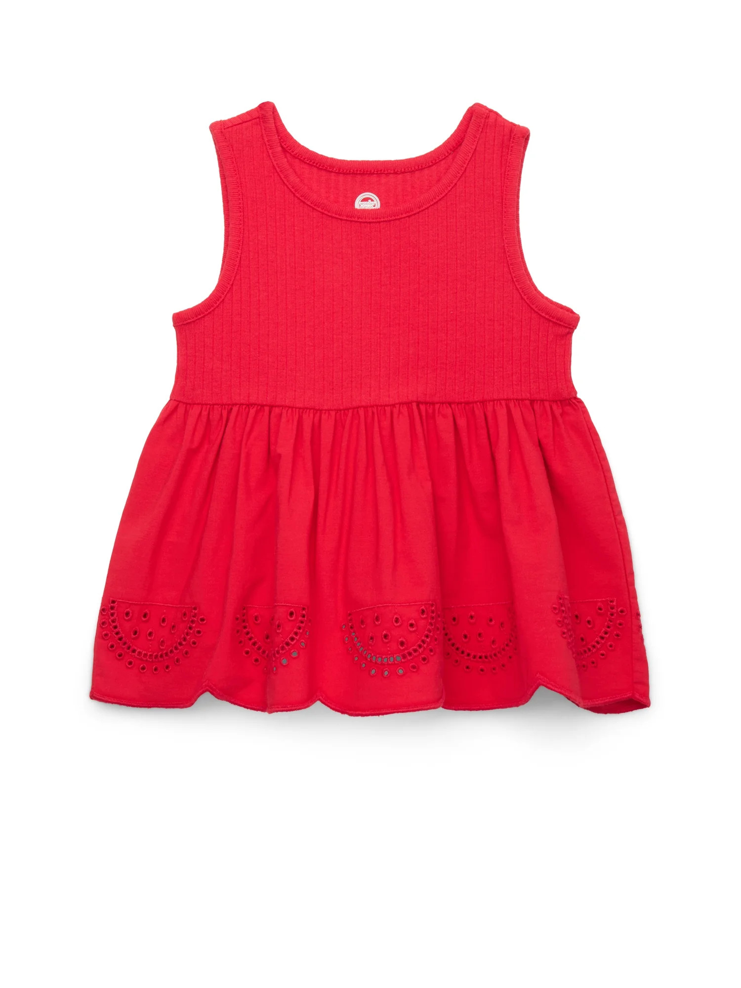 Wonder Nation Toddler Girls Cotton Eyelet Peplum Tank Top, Sizes 12M-5T | Walmart (US)