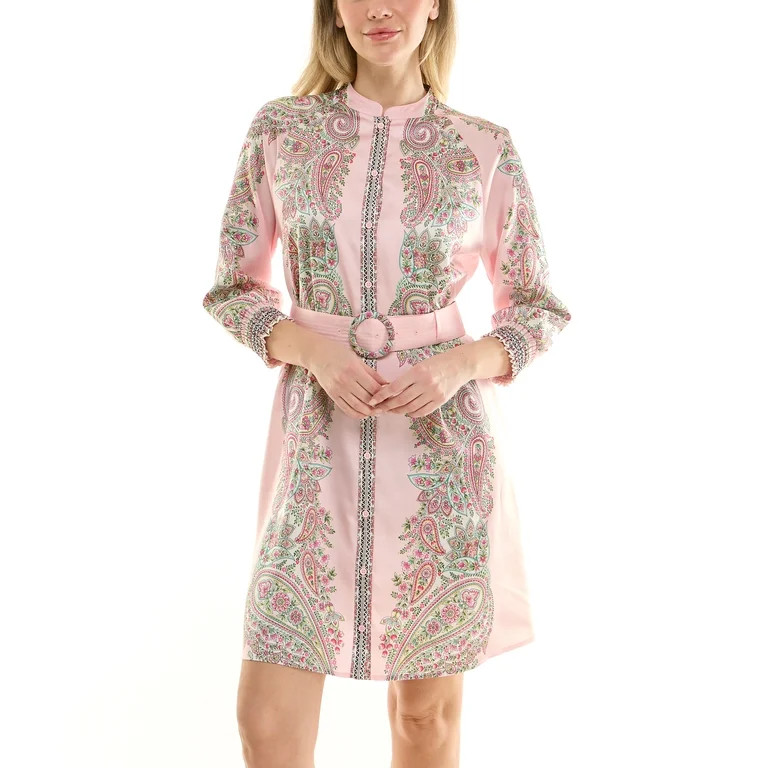 Nanette Nanette Lepore Womens Long Sleeve Tie Waist Mirror Print Mini Dress | Walmart (US)
