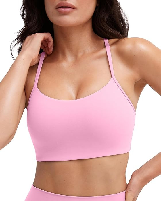 PAVOI ACTIVE Yoga Racerback Bras for Women - Buttery Soft Low Support Scoop Neck Y-Back Thin Stra... | Amazon (US)