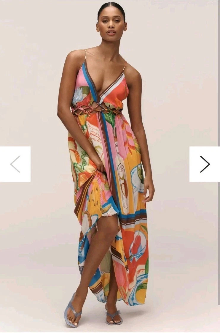 NWT Farm Rio Sleeveless V-Neck Cutout A-Line Maxi Dress Sz XS | eBay US