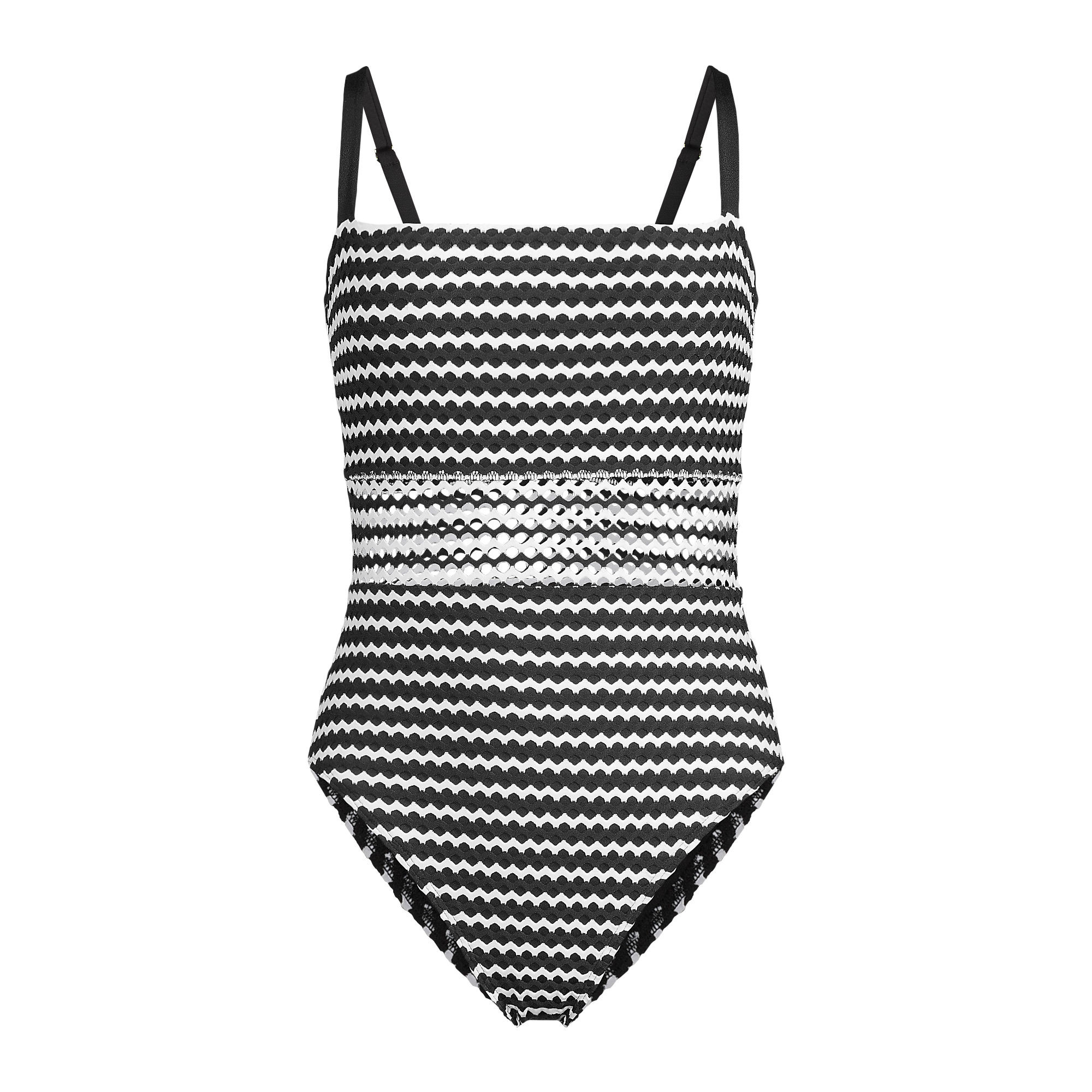 Women's Crochet Square Neck High Leg One Piece Swimsuit | Lands' End (US)