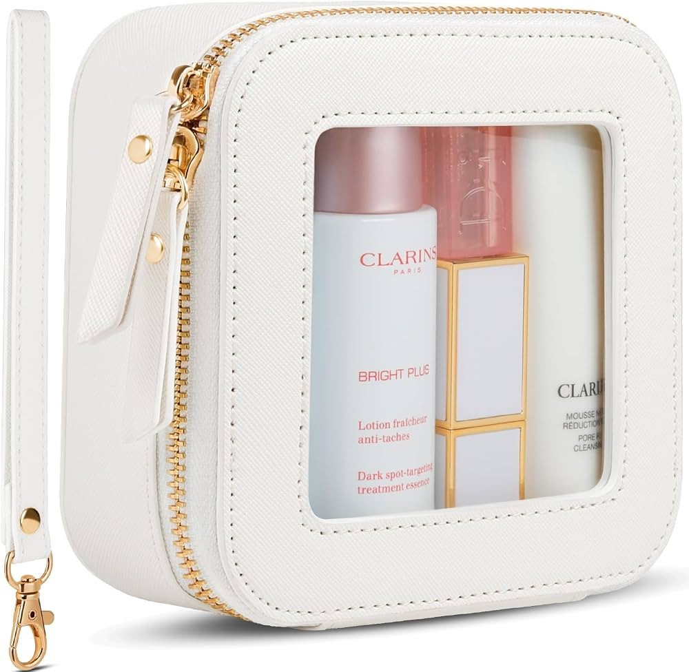 Clear Makeup Bag | Mini Makeup Bag | Small Makeup Bag/Small Cosmetic Bag for Purse | Cute Leather... | Amazon (US)