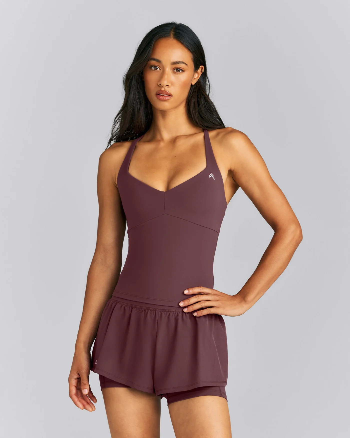 UnifiedMove\u2122 T Back Mid Tank with Built in Bra Shelf 
 Velvet Mocha | Oner Active (UK / US)